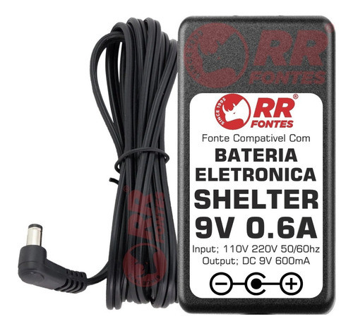 Fonte 9v 0,6a Para Bateria Eletronica Shelter Std90 Std92 1