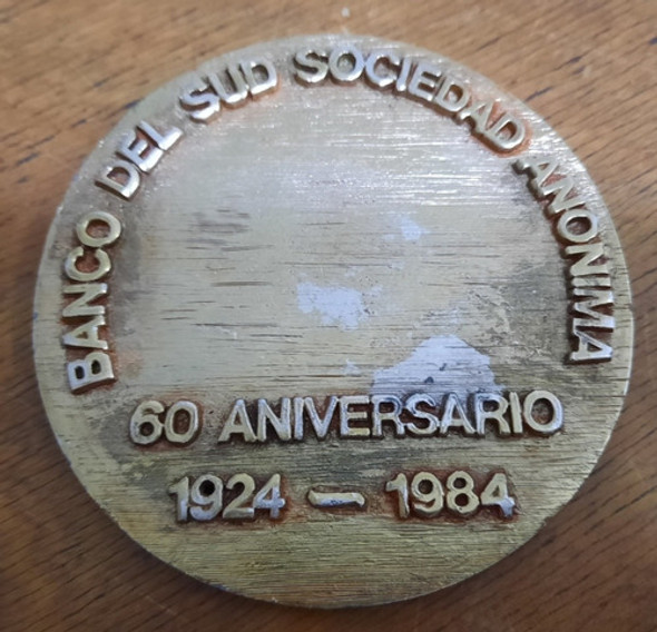 Medallon De Bronce Aniversario Banco Del Sud No Moneda 1 Medallon De Bronce Aniversario Banco Del Sud No Moneda 1