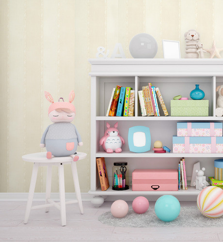 Papel Vinilizado Infantil Rayad Beige Cuentos Muresco 7811/2 1