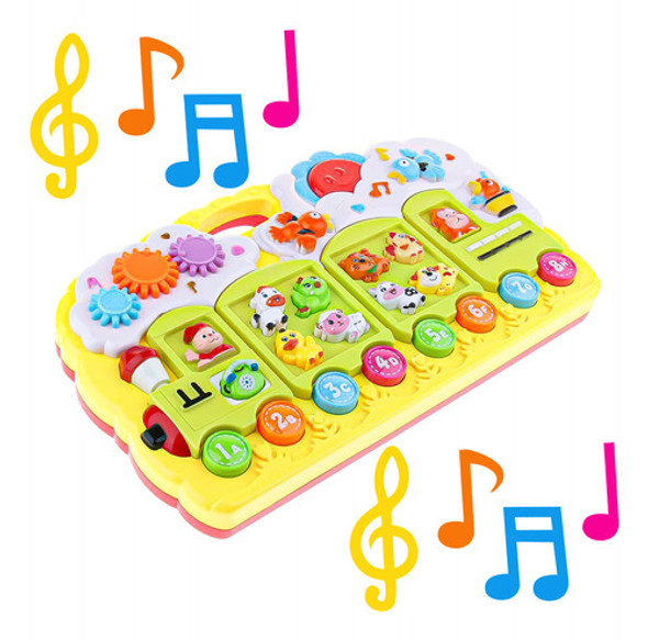 Brinquedo Infantil Educativo Trem Dos Animais Piano Musical 0