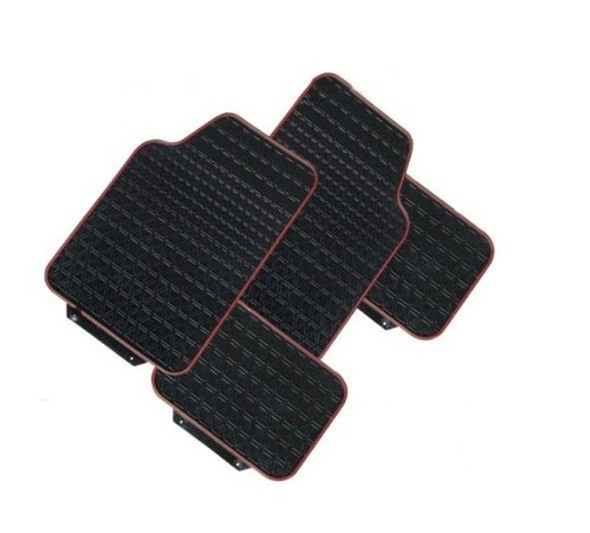 Juego De Alfombras De Goma Color Negro Con Borde Rojo 0