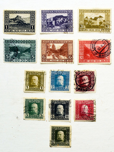 13 Estampillas Bosnia Herzegovina  1910   -  1912 Timbres 0