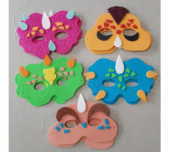 Antifaz Mascara Dinosaurios X 25 Artesanal En Goma Eva 1