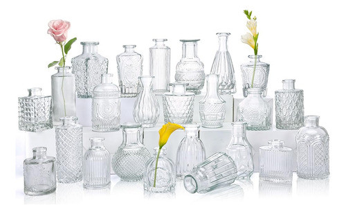 Cucumi 24 Glass Bud Vase Set, Jarrones Pequeños Para Flores, 0
