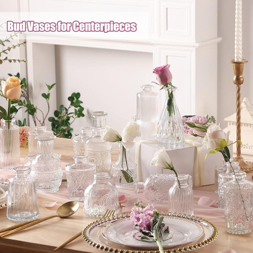 Cucumi 24 Glass Bud Vase Set, Jarrones Pequeños Para Flores, 1