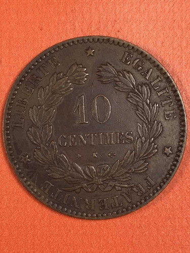Moneda 10centimes Rep  Francaise  1873 Grab Oudine #583 1