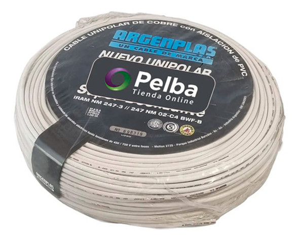 Cable Unipolar Argenplas 1x1.50mm Blanco 100m Rollo 0