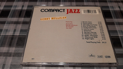 Gerry Mulligan - Jazz Cd Cd Alemán 1