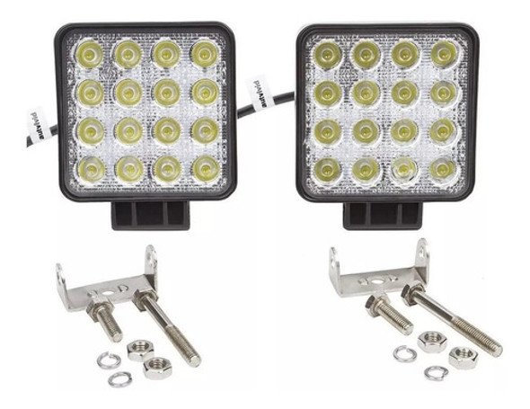 Par De Faro Led Auxiliar 16 Led 48w Cuatri 4x4 Off Road Agro 0