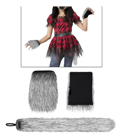 2 Cauda De Lobo E Luvas, Cosplay De Halloween, Sem Máscara 1