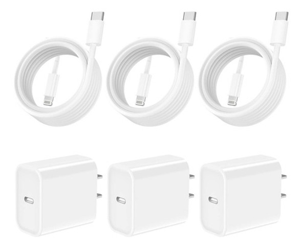 3 Paquete De iPhone Cargador Rpido [certificado Por Mfi Appl 0
