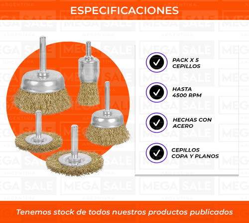 Set Cepillos Para Taladro Kit 5 Piezas Madera Metal Copa 1