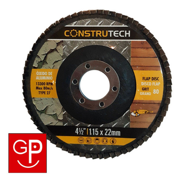 Disco Flap Para Lijar 115mm Construtech Grano 80 U R U 1 Disco Flap Para Lijar 115mm Construtech Grano 80 U R U 1
