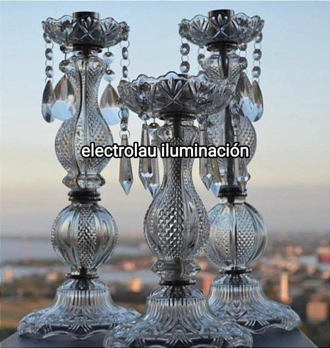 Candelabro De Vidrio Con Caireles 30 Y 40 Cm Oferta !! 1