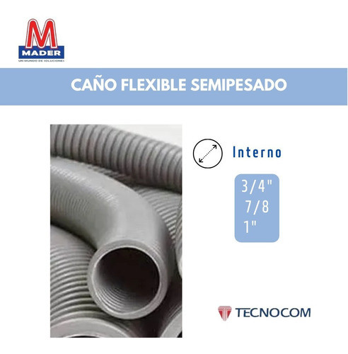 Caño Flexible Semipesado Gris 7/8   X25 Mts Tecnocom 10 Unid 1