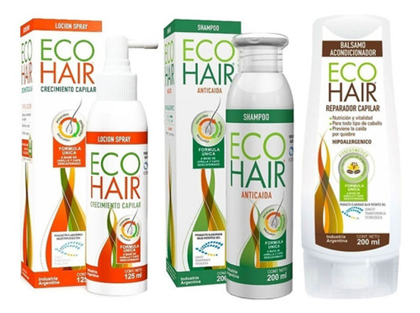 Eco Hair Anticaída Kit Shampoo X 200 + Acond + Loción X 125 0