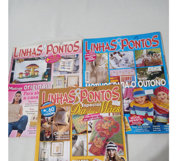 Lote X 3 Revistas Linhas & Pontos Bordados Con Moldes Palerm 0
