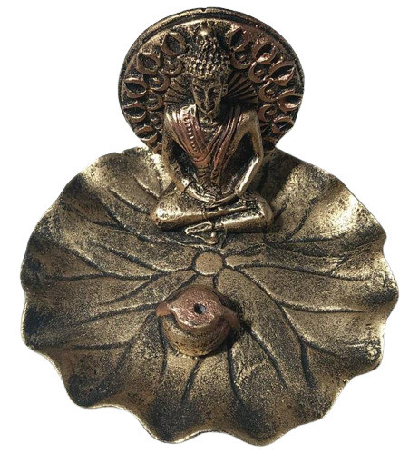 Incensário Pratinho Folha Buda Mandala Dourado 0