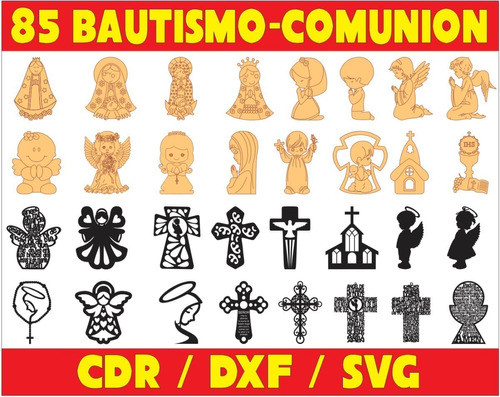 Vectores Corte Laser  Bautismo  Comunion  Confirmacion Pack 1