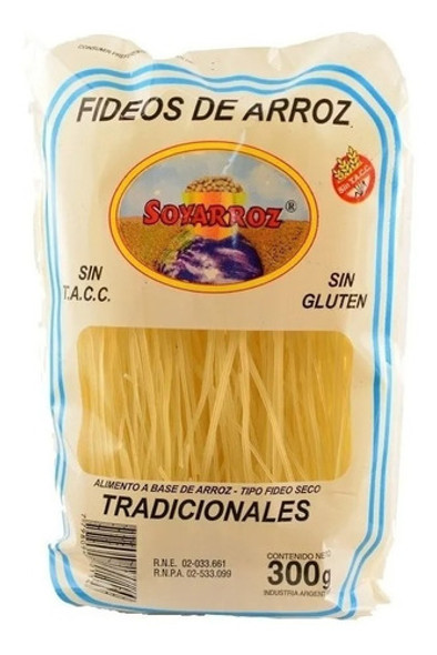 Fideos De Arroz Tradicional Soyarroz Sin Gluten 300gr 0