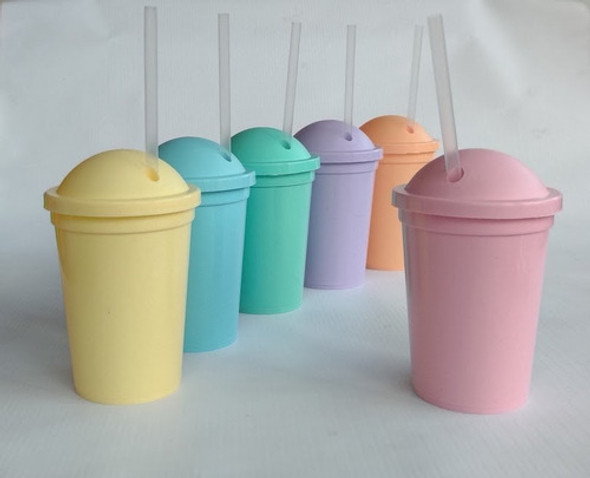 Vaso Milkshake 330cc Reutilizable Sorbete Tapa X 25un Pastel 0
