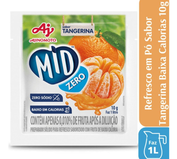 Refresco Em Pó Mid Zero Tangerina 8gr - Kit Com 15 0
