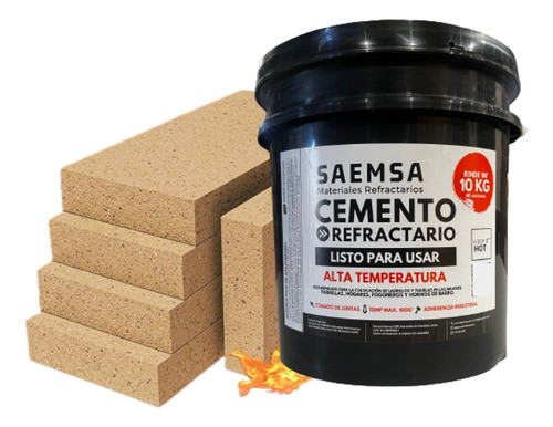 Ladrillos Refractarios 2cm 24 Unidades + 1 Pegamento 10kg 0