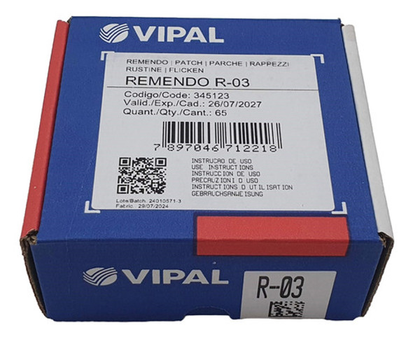 Remendo Câmara De Ar Carro Moto A Frio R03 60mm 40und Vipal 0