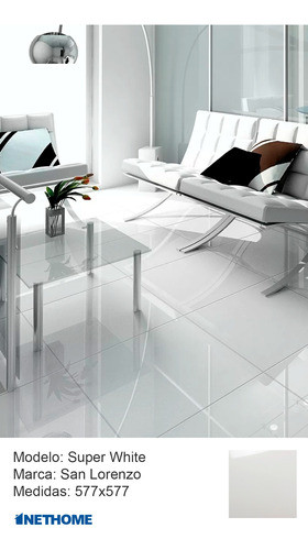 Porcelanato Super White Pulido 577x577 - 1ra Calidad 1
