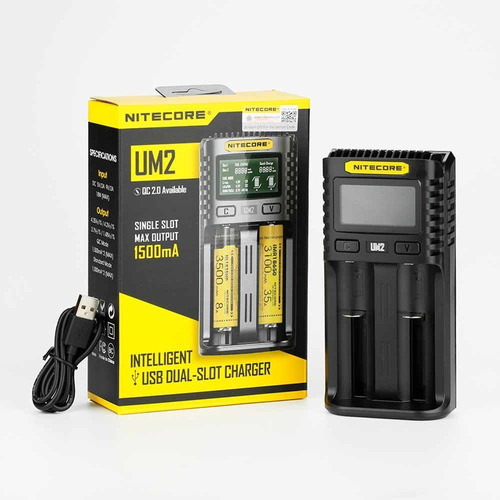 Cargador Nitecore Um2 Doble 14500 18650 Cr123 Visor Digital 1