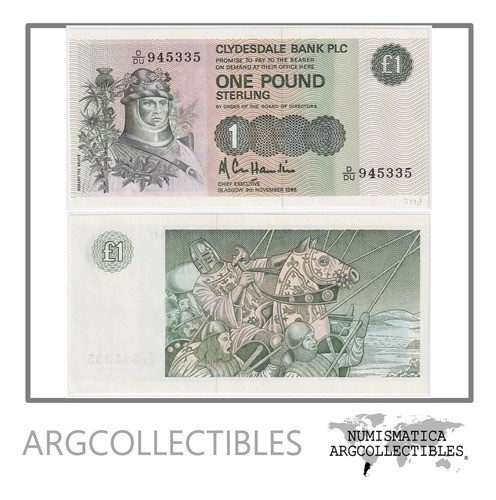 Escocia Billete 1 Pound 1988 P-211 Unc (robert The Bruce) 0