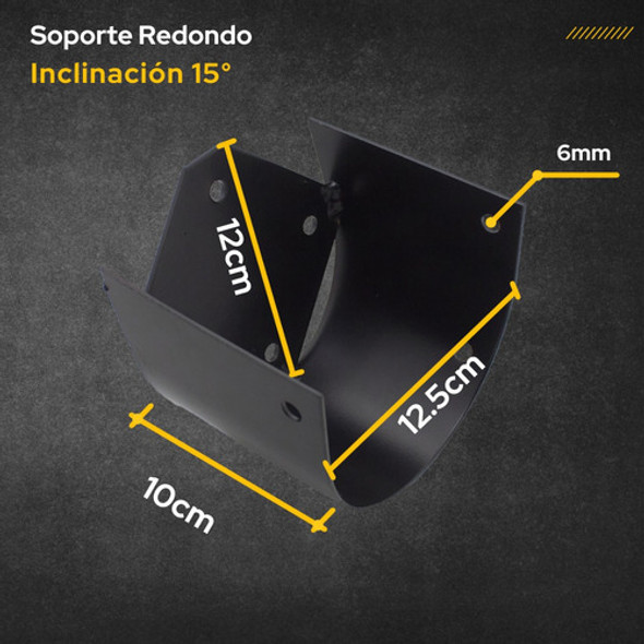 Soporte Poste Redondo Con Caida 15° - 5 Pulgadas - 13cm 1