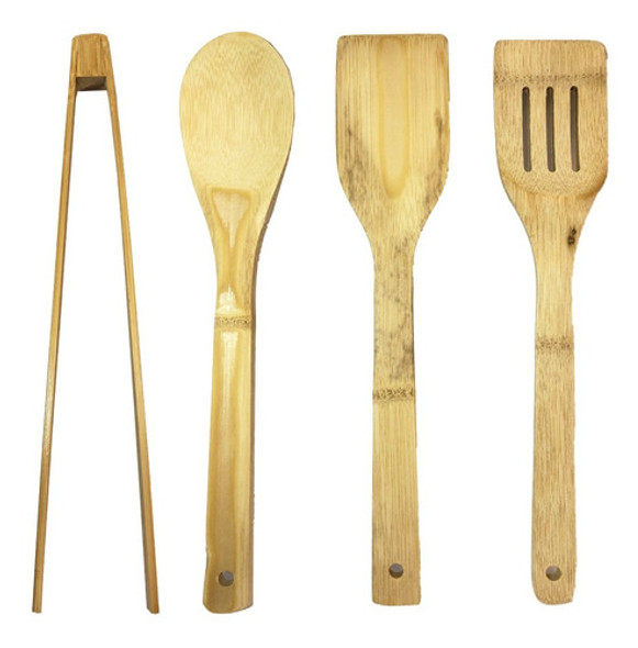Set Utensilios De Cocina Madera Bambú Crystal Rock 4 Piezas 0 Set Utensilios De Cocina Madera Bambú Crystal Rock 4 Piezas 0
