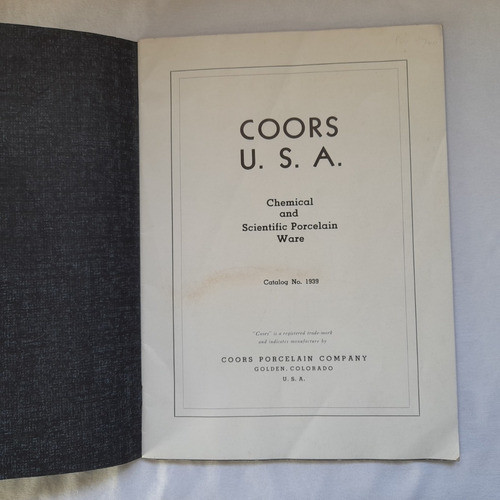 Antiguo Catalogo Porcelana Coors. Laboratorio, Quimica 1