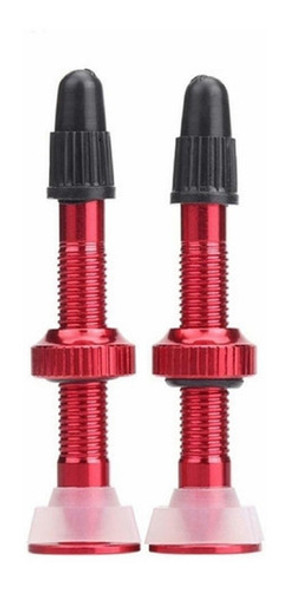 Par Válvula Bico Tubeless Absolute 48mm Vermelha Alumínio 1 Par Válvula Bico Tubeless Absolute 48mm Vermelha Alumínio 1