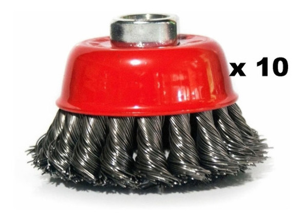 Cepillo X 10 Copa Alambre Trenzado 75 Mm P/ Amoladora 0 Cepillo X 10 Copa Alambre Trenzado 75 Mm P/ Amoladora 0