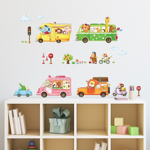 Vinilo Decorativo Pared Trasportes Animales 1