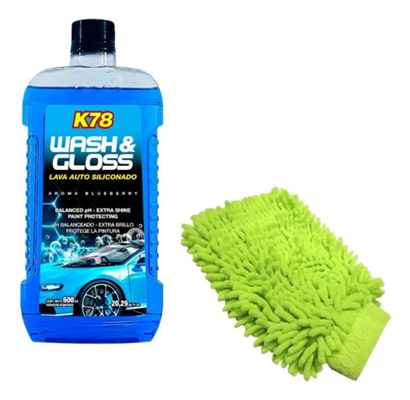 Kit Shampoo Siliconado Lava Auto K78 + Guante Microfibra 0