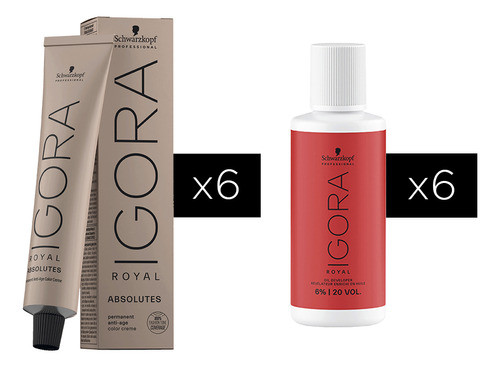 6 Tinturas Igora Royal Absolutes + Oxidantes Schwarzkopf 0