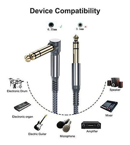 Cable De Instrumento Trs De 1/4 Pulgada, Paquete De 2 De 20 1