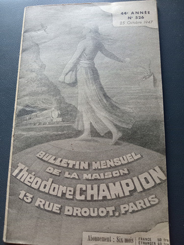Catálogo Estampillas Bulletin Mensuel Theodore Champion 1947 0