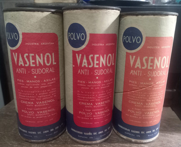 3 Antiguas Latas De Polvo Vasenol Anti Sudoral De 125 Gramos 0