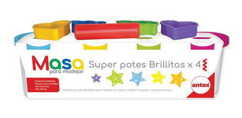 Masa Para Moldear Modelo 4 Super Potes Brillitos  Antex 0
