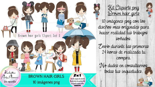 Cliparts Imagenes Png Brown Hair Girl Niña Cabello Castaño 1