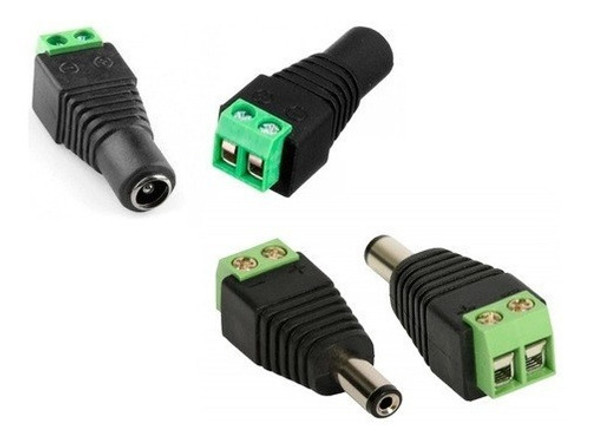 Kit Conector P4 Borne 2 Macho X 2 Femea Camera Cftv Fonte 0