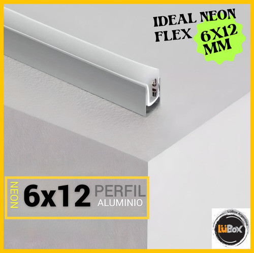 Pack 2 Perfil Soporte Alum Manguera Neón Led 6*12 Negro X 1m 1