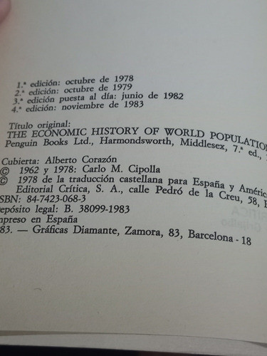 Historia Económica De La Población Mundial / Carlos Cipolla 1