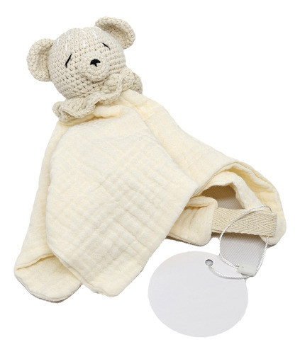 Naninha Bebê Dormir Chocalho Algodão Crochê Urso Bege 0