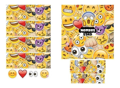 Kit Imprimible Emojis Emoticones Textos Editables Candy Bar 1