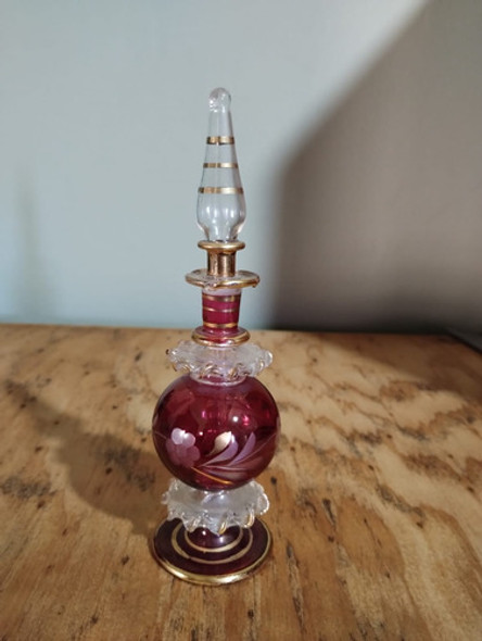 Antiguo Perfumero Color, De Cristal Pintado Al Oro 1 1